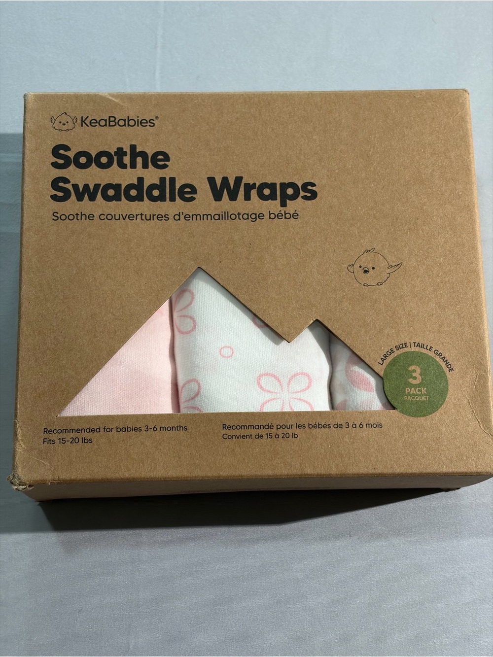 KeaBabies Pink Soothe Swaddle Wraps - 3 Pack